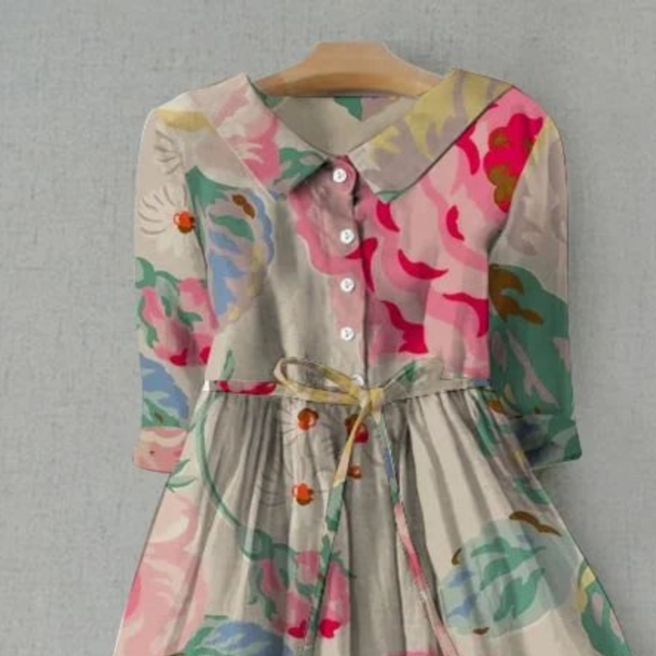 Livia™ – Elegant Floral Short-Sleeve Dress