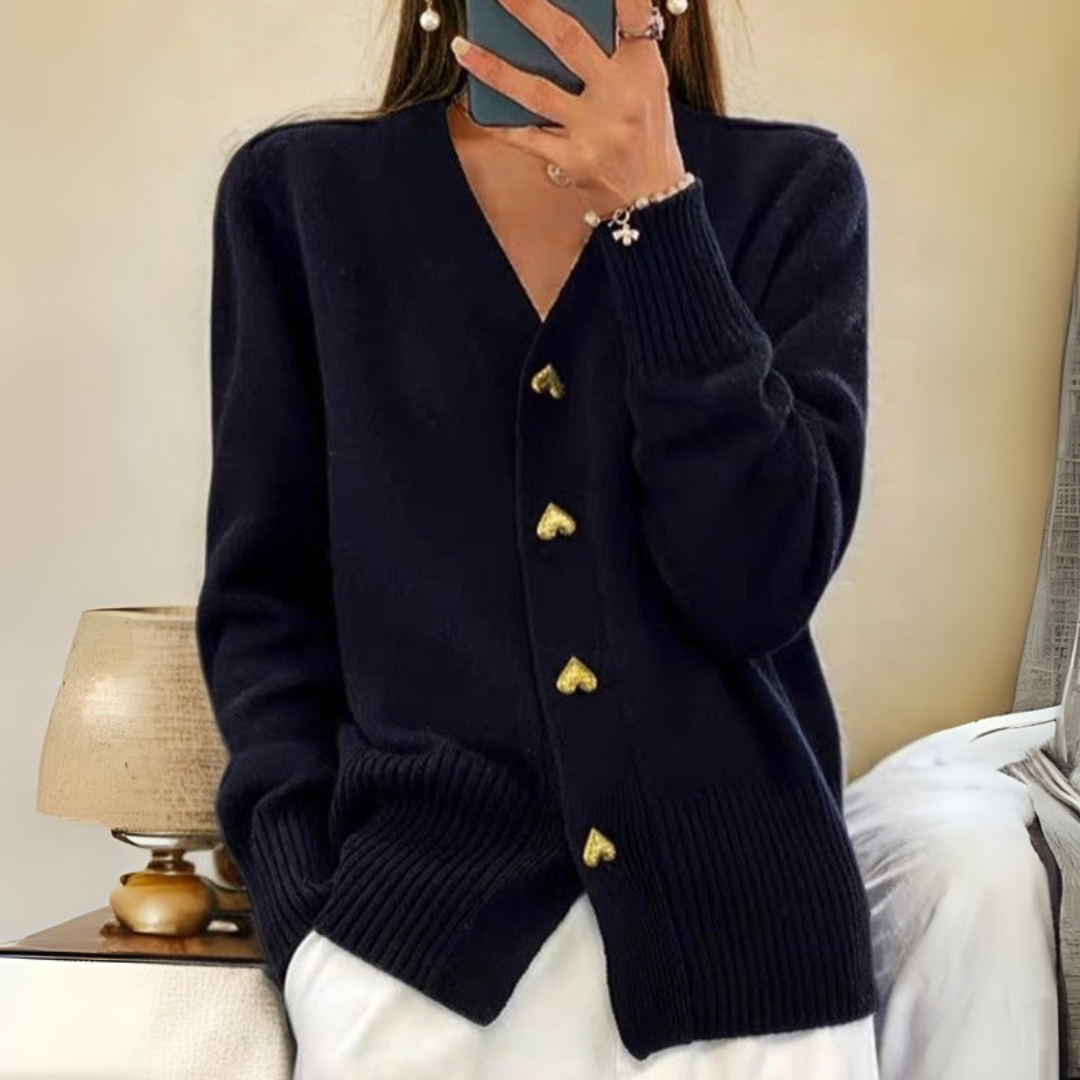 Adele™ | Elegant Heart Button Cardigan