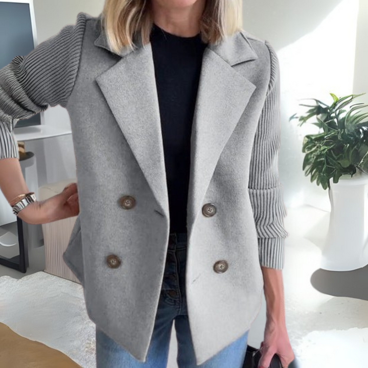 Amora™ - Elegant Knit-Sleeve Jacket