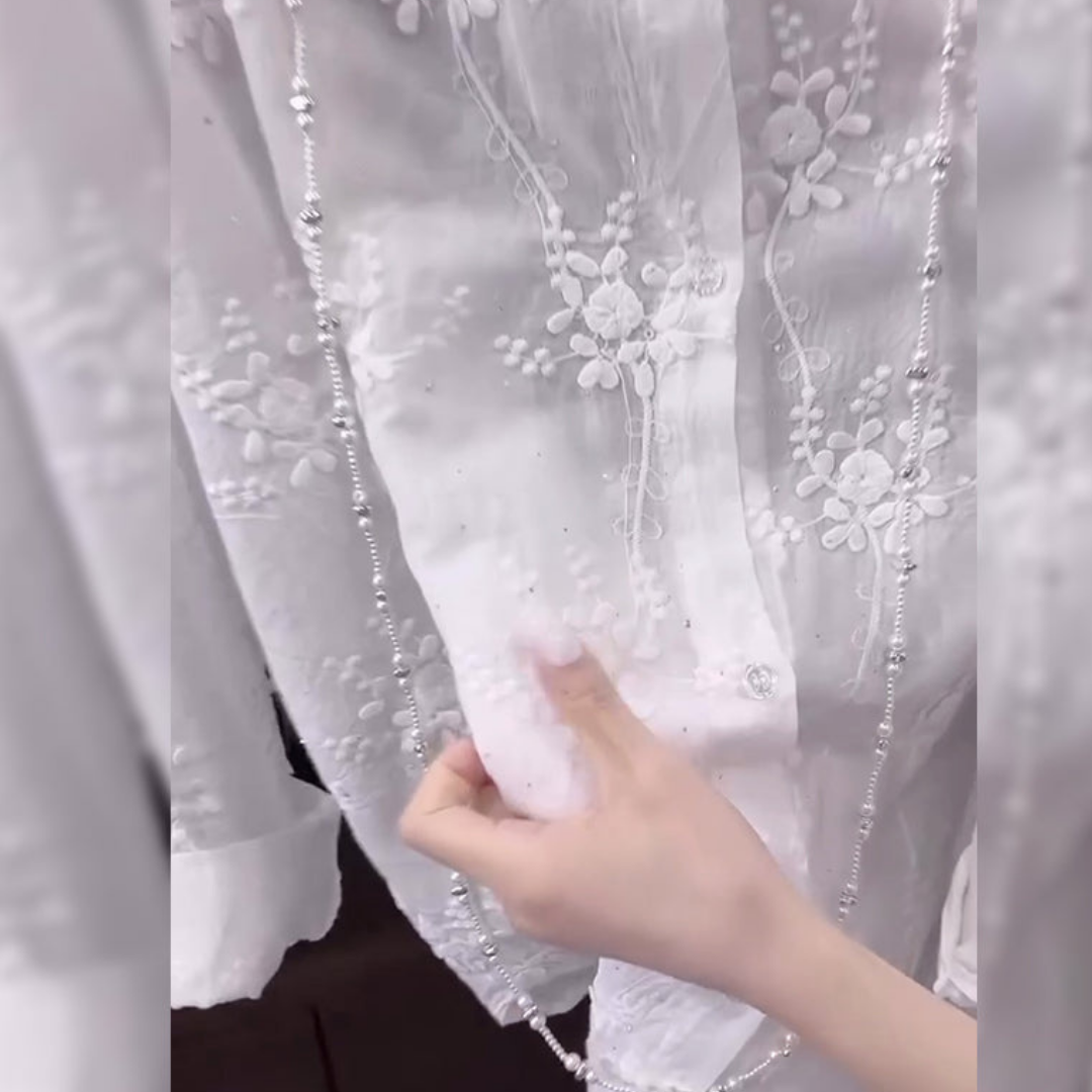 Embroidered Solid Color Shirt™ - Elegant Everyday Blouse
