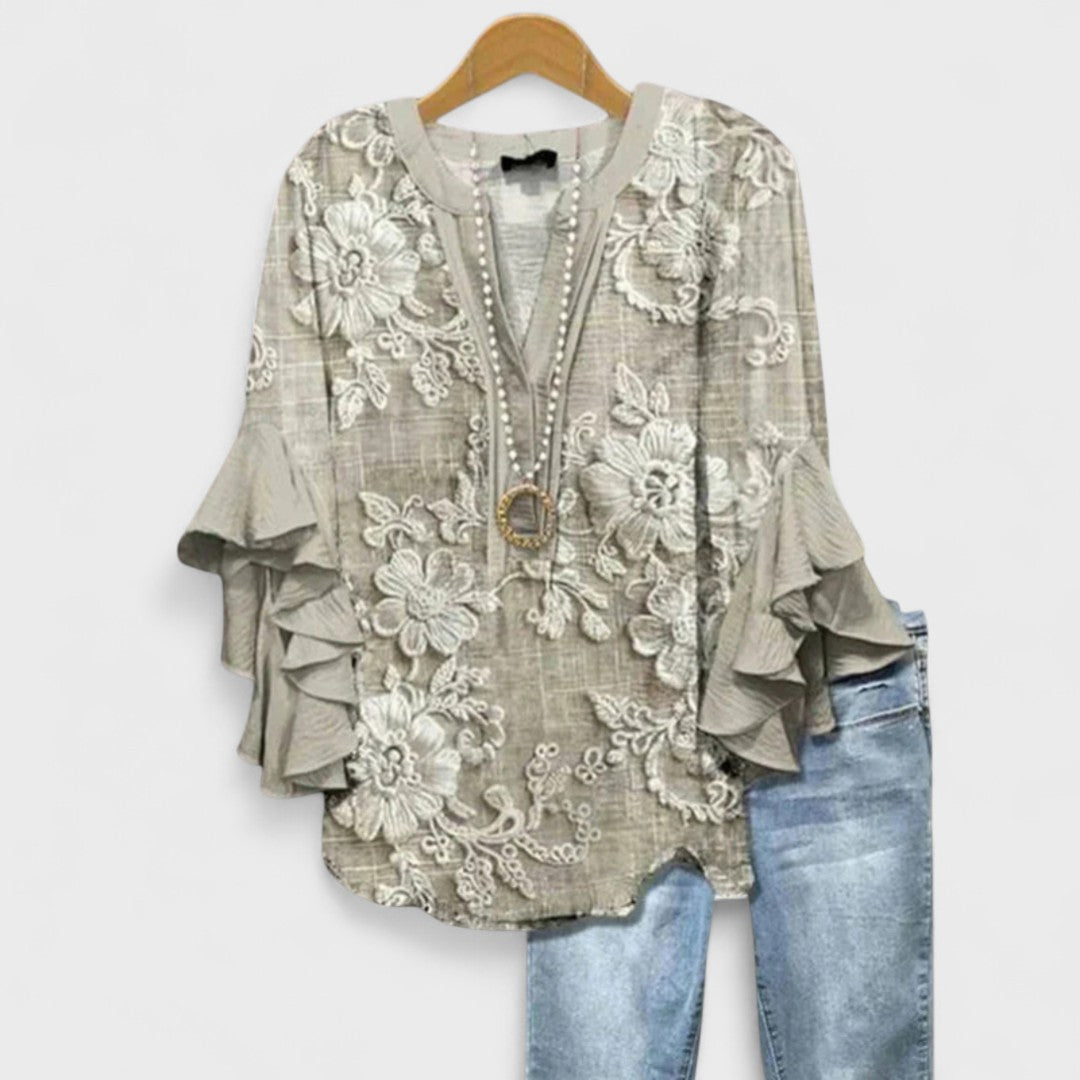 Rachida™ - Elegant Floral Print Blouse