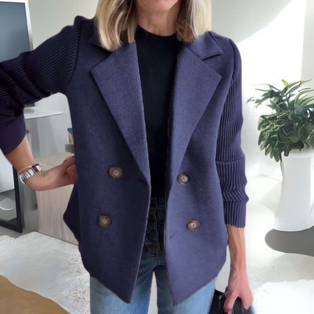 Amora™ - Elegant Knit-Sleeve Jacket