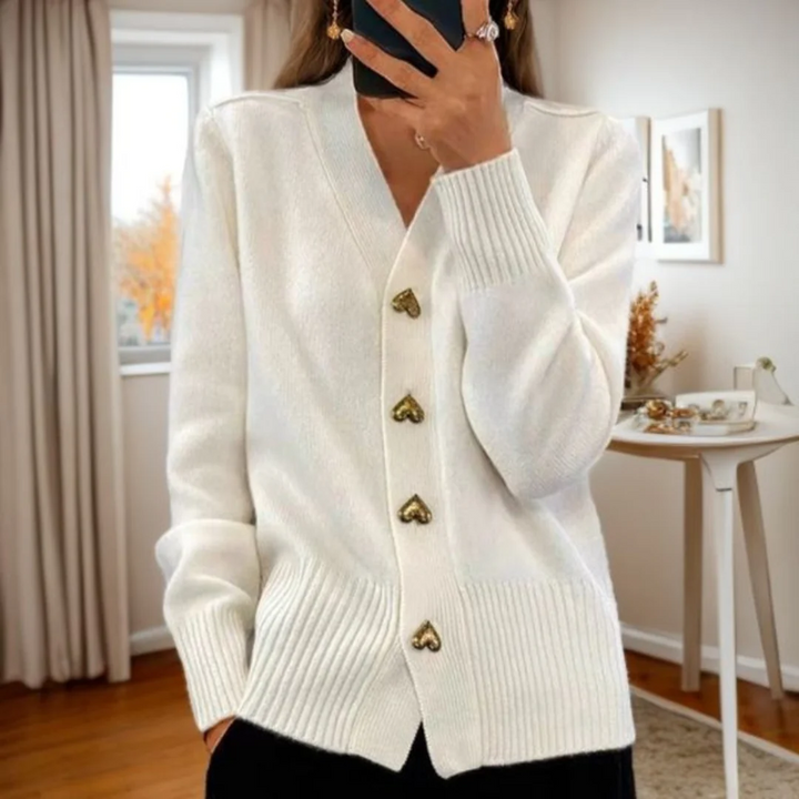 Adele™ | Elegant Heart Button Cardigan