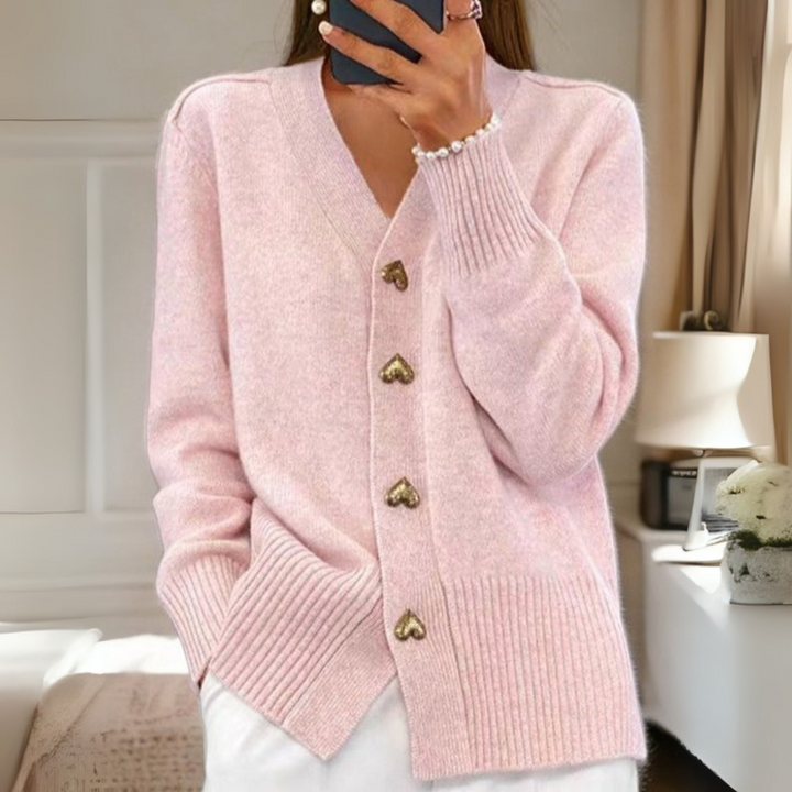 Adele™ | Elegant Heart Button Cardigan