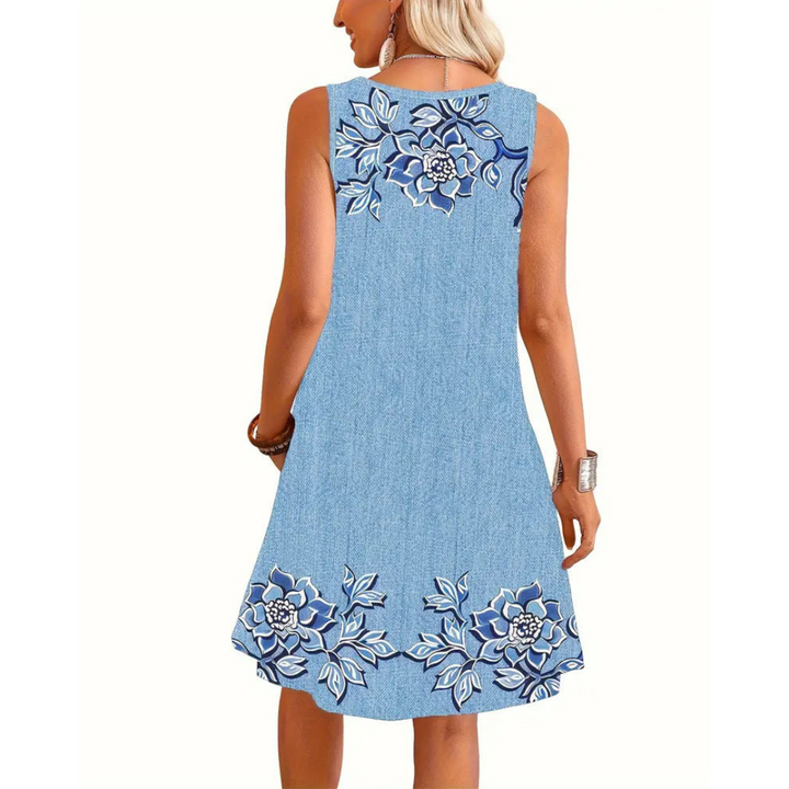Sleeveless Denim-Look Dress™ - Casual Everyday Style