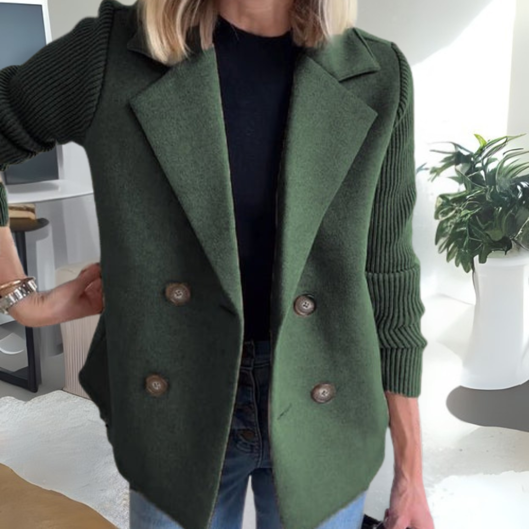 Amora™ - Elegant Knit-Sleeve Jacket