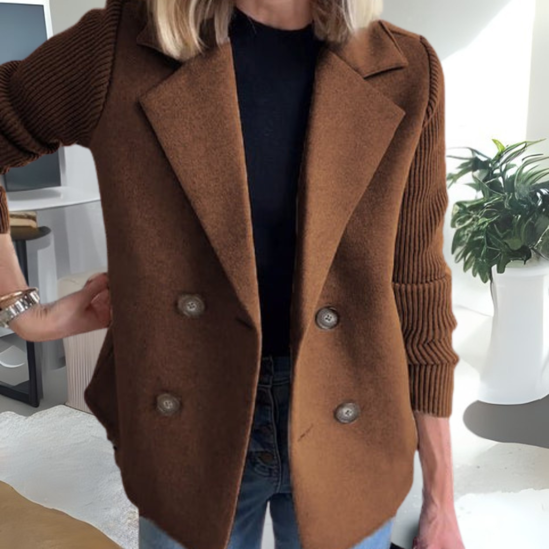 Amora™ - Elegant Knit-Sleeve Jacket