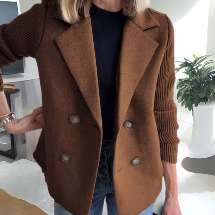 Amora™ - Elegant Knit-Sleeve Jacket