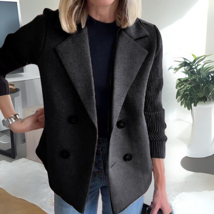 Amora™ - Elegant Knit-Sleeve Jacket