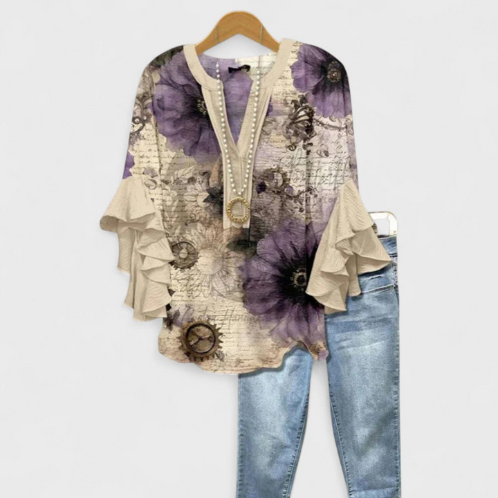 Rachida™ - Elegant Floral Print Blouse