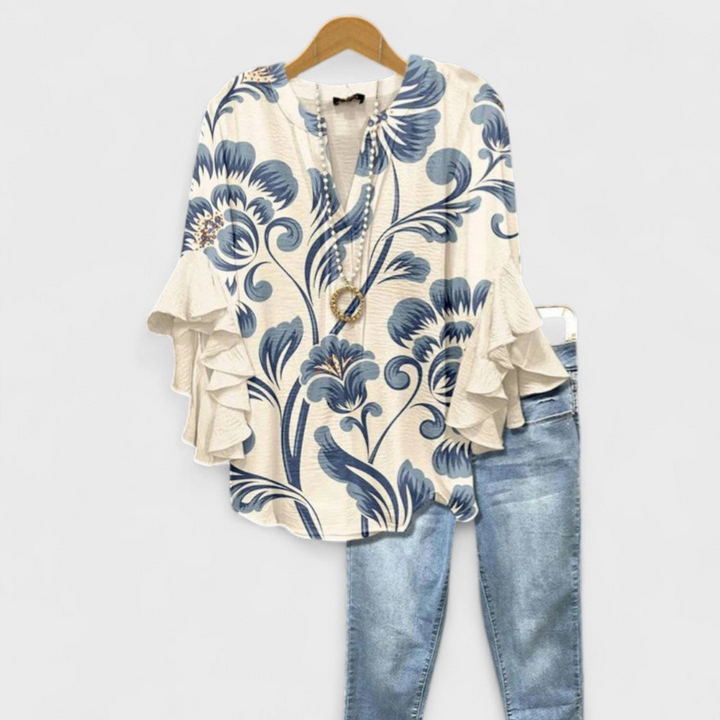 Rachida™ - Elegant Floral Print Blouse
