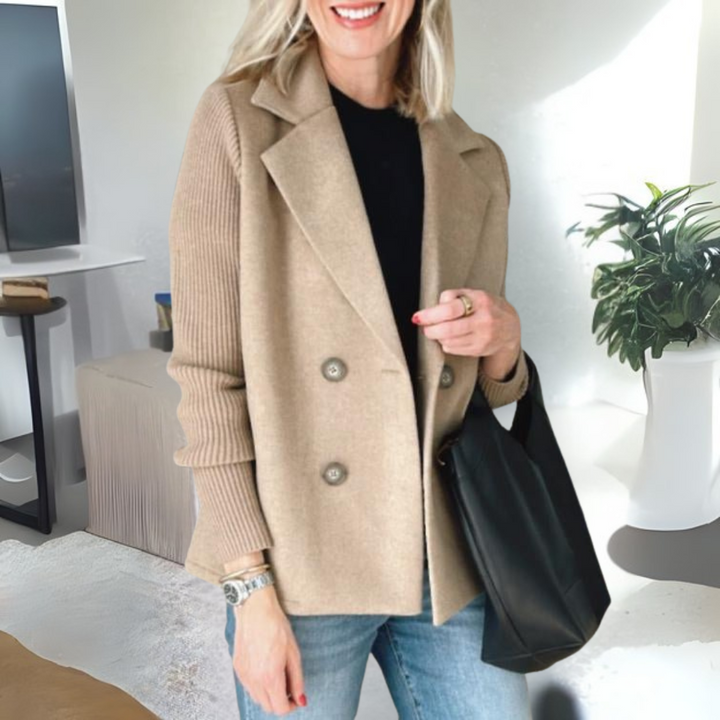 Amora™ - Elegant Knit-Sleeve Jacket