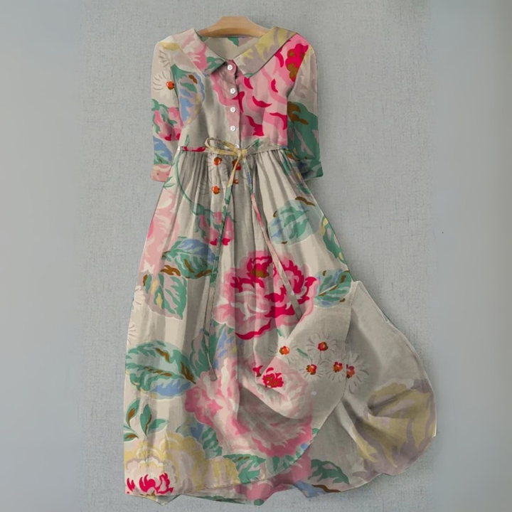 Livia™ – Elegant Floral Short-Sleeve Dress