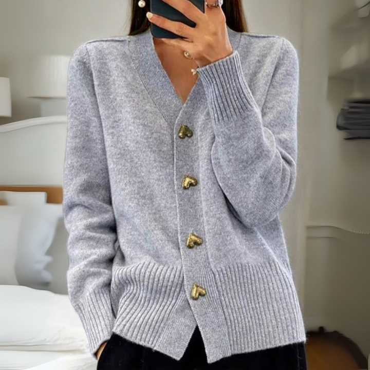 Adele™ | Elegant Heart Button Cardigan