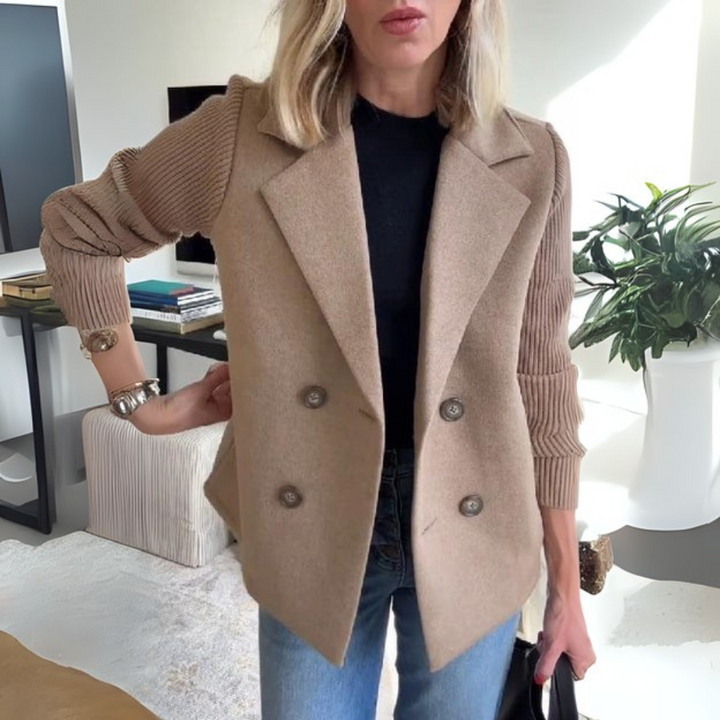 Amora™ - Elegant Knit-Sleeve Jacket