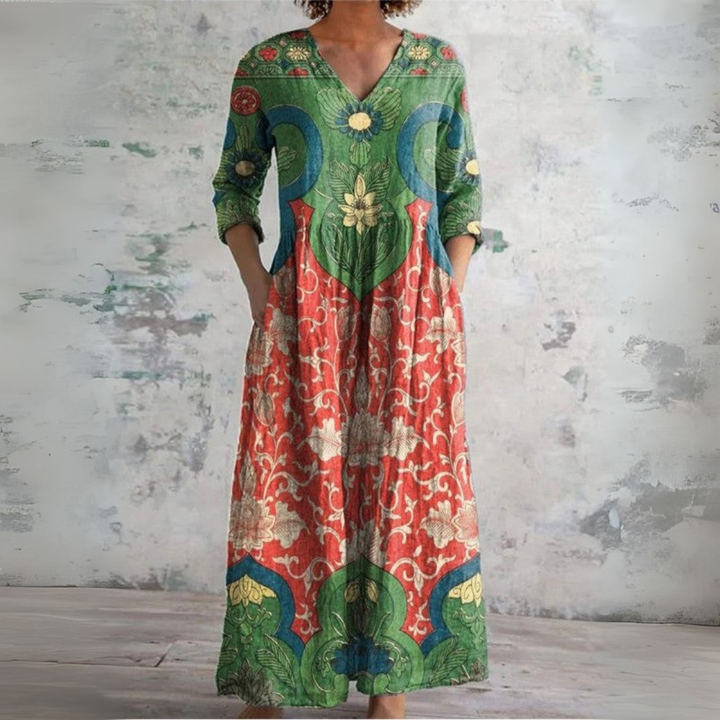Anna™ - Maxi Dress with Vintage Floral Print